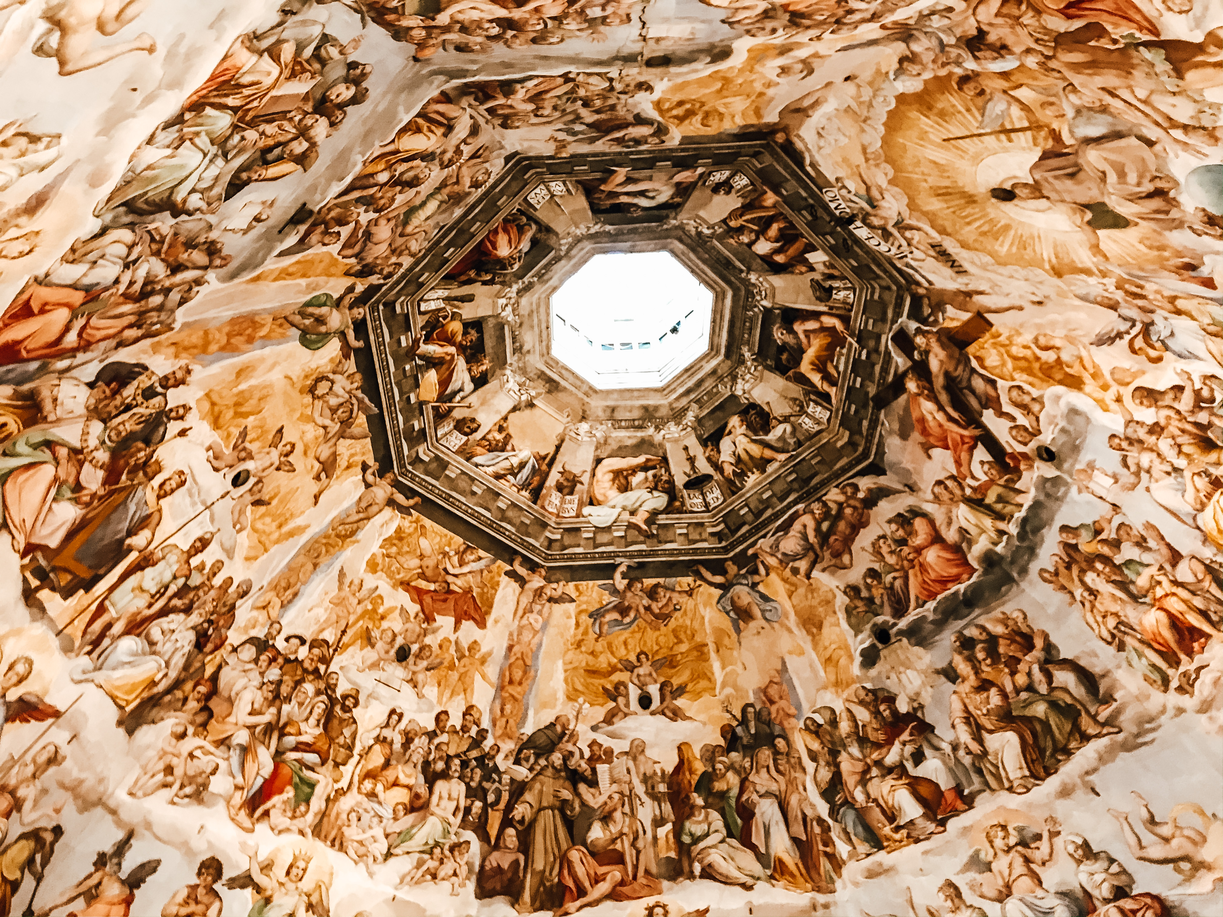 Fresco of the Last Judgement by Giorgio Vasari and Federico Zuccari inside the Dome of Florence, Italy.